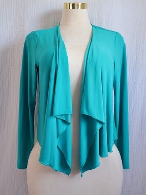 Attitudes by Renee Teal Open-Front Draped Cardigan